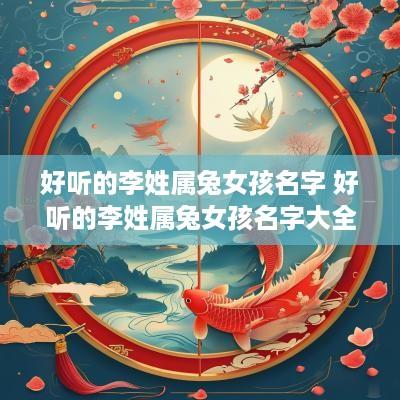好听的李姓属兔女孩名字 好听的李姓属兔女孩名字大全