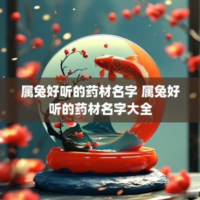 属兔好听的药材名字 属兔好听的药材名字大全