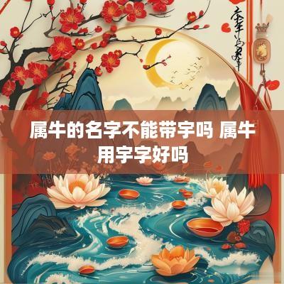 属牛的名字不能带宇吗 属牛用宇字好吗