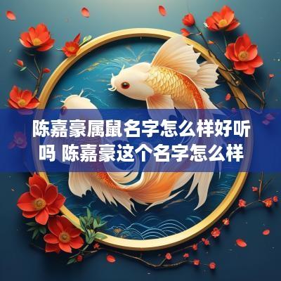 陈嘉豪属鼠名字怎么样好听吗 陈嘉豪这个名字怎么样