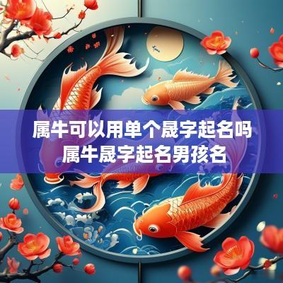 属牛可以用单个晟字起名吗 属牛晟字起名男孩名