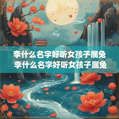 李什么名字好听女孩子属兔 李什么名字好听女孩子属兔的