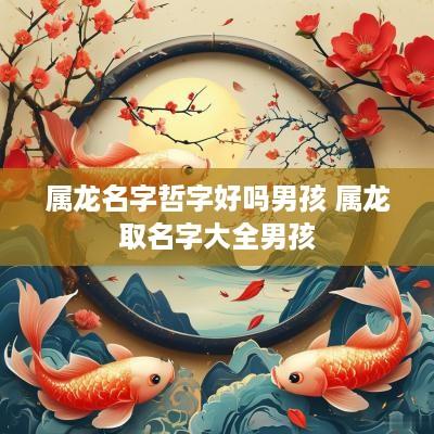 属龙名字哲字好吗男孩 属龙取名字大全男孩