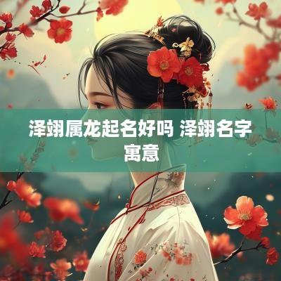 泽翊属龙起名好吗 泽翊名字寓意