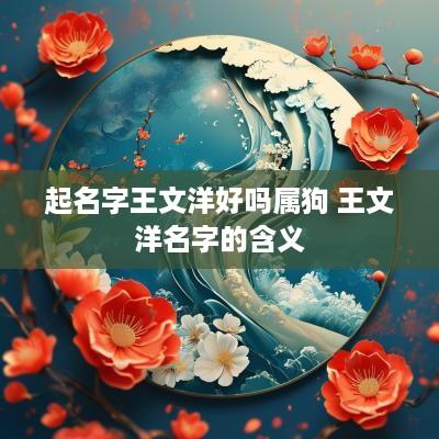 起名字王文洋好吗属狗 王文洋名字的含义