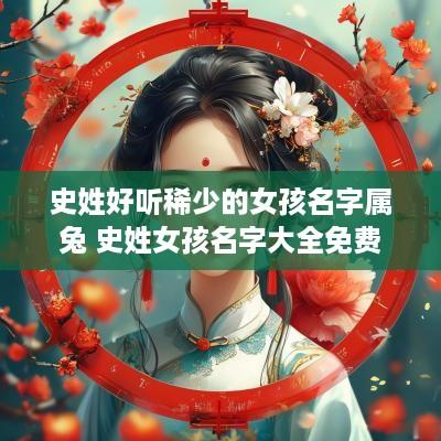 史姓好听稀少的女孩名字属兔 史姓女孩名字大全免费