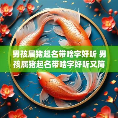 男孩属猪起名带啥字好听 男孩属猪起名带啥字好听又简单