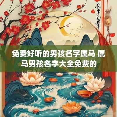 免费好听的男孩名字属马 属马男孩名字大全免费的