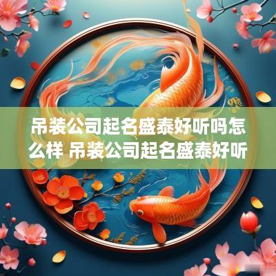吊装公司起名盛泰好听吗怎么样 吊装公司起名盛泰好听吗怎么样啊