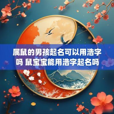 属鼠的男孩起名可以用浩字吗 鼠宝宝能用浩字起名吗