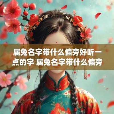 属兔名字带什么偏旁好听一点的字 属兔名字带什么偏旁好听一点的字呢