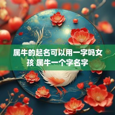 属牛的起名可以用一字吗女孩 属牛一个字名字
