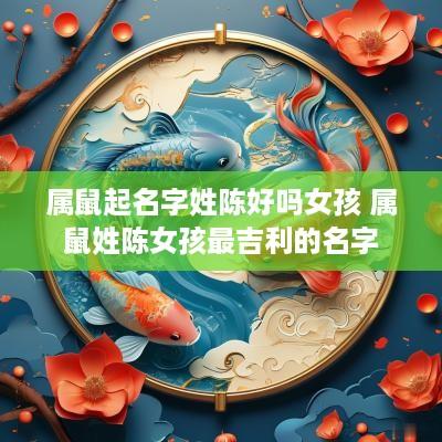 属鼠起名字姓陈好吗女孩 属鼠姓陈女孩最吉利的名字