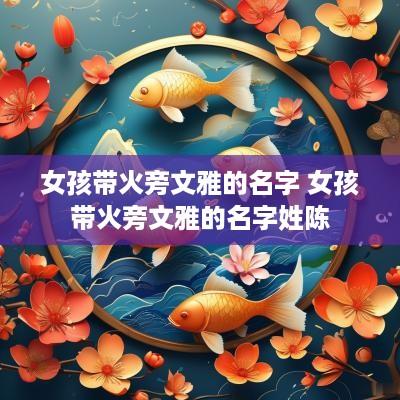 女孩带火旁文雅的名字 女孩带火旁文雅的名字姓陈