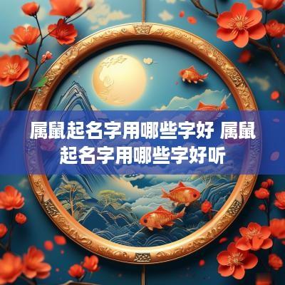属鼠起名字用哪些字好 属鼠起名字用哪些字好听