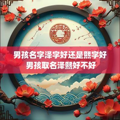 男孩名字泽字好还是熙字好 男孩取名泽熙好不好