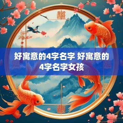 好寓意的4字名字 好寓意的4字名字女孩