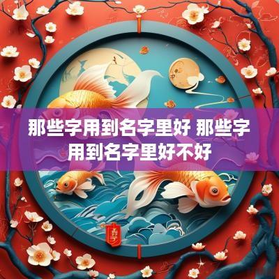 那些字用到名字里好 那些字用到名字里好不好