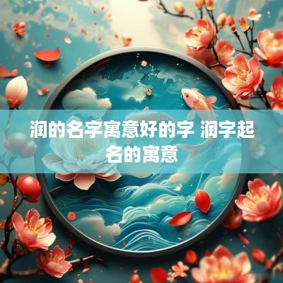 润的名字寓意好的字 润字起名的寓意