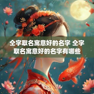 仝字取名寓意好的名字 仝字取名寓意好的名字有哪些