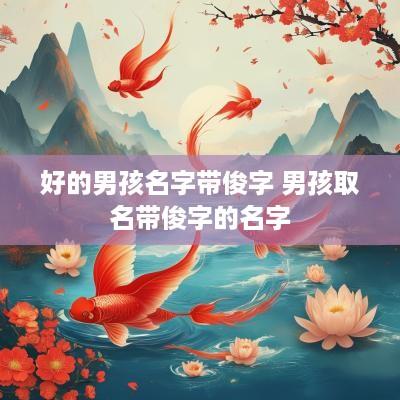 好的男孩名字带俊字 男孩取名带俊字的名字