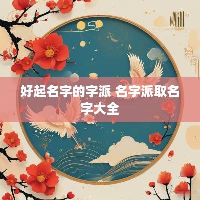 好起名字的字派 名字派取名字大全