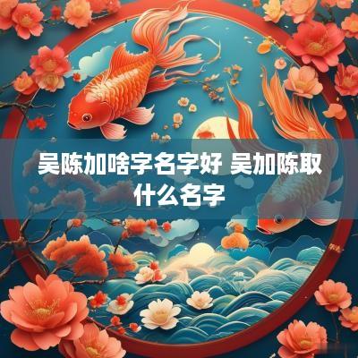 吴陈加啥字名字好 吴加陈取什么名字