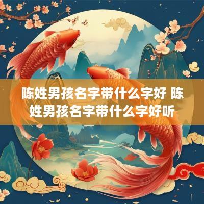 陈姓男孩名字带什么字好 陈姓男孩名字带什么字好听