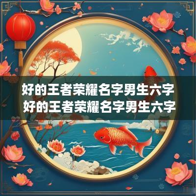 好的王者荣耀名字男生六字 好的王者荣耀名字男生六字英文