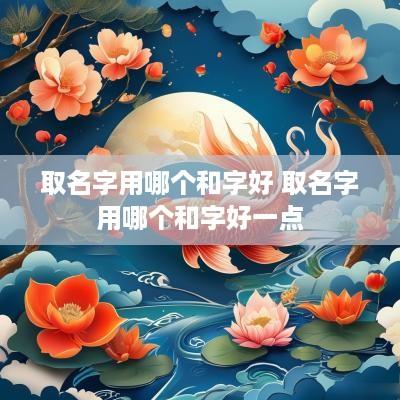 取名字用哪个和字好 取名字用哪个和字好一点