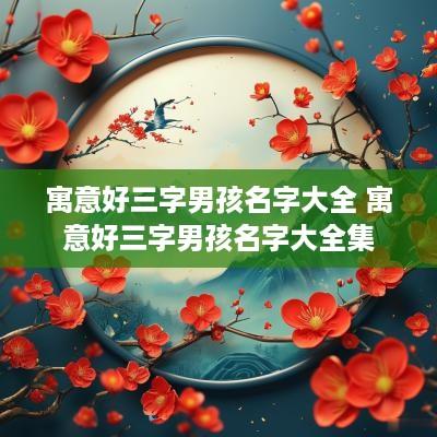 寓意好三字男孩名字大全 寓意好三字男孩名字大全集