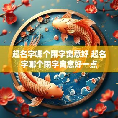 起名字哪个雨字寓意好 起名字哪个雨字寓意好一点