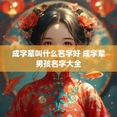 成字辈叫什么名字好 成字辈男孩名字大全