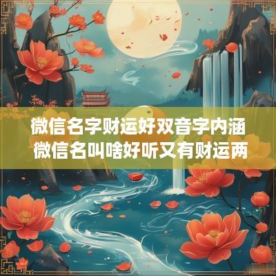 微信名字财运好双音字内涵 微信名叫啥好听又有财运两个字