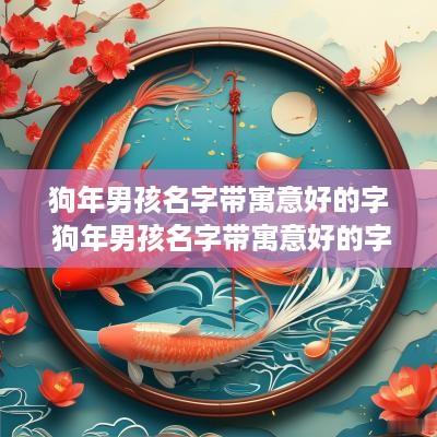 狗年男孩名字带寓意好的字 狗年男孩名字带寓意好的字是什么