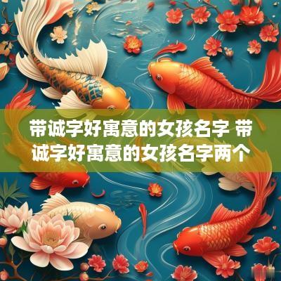 带诚字好寓意的女孩名字 带诚字好寓意的女孩名字两个字