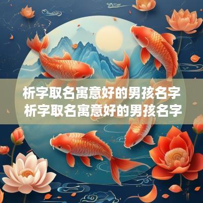 析字取名寓意好的男孩名字 析字取名寓意好的男孩名字有哪些
