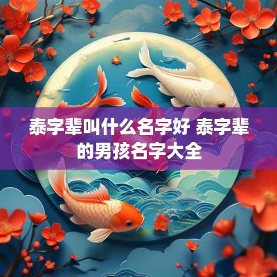 泰字辈叫什么名字好 泰字辈的男孩名字大全