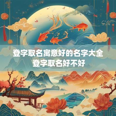 登字取名寓意好的名字大全 登字取名好不好