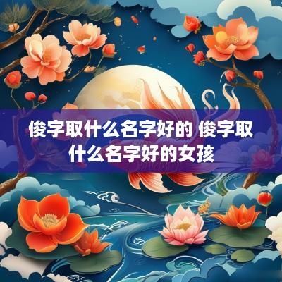 俊字取什么名字好的 俊字取什么名字好的女孩