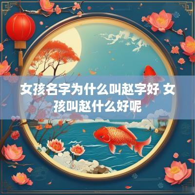 女孩名字为什么叫赵字好 女孩叫赵什么好呢
