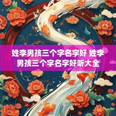 姓李男孩三个字名字好 姓李男孩三个字名字好听大全