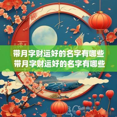 带月字财运好的名字有哪些 带月字财运好的名字有哪些女孩