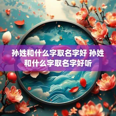 孙姓和什么字取名字好 孙姓和什么字取名字好听
