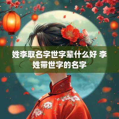 姓李取名字世字辈什么好 李姓带世字的名字