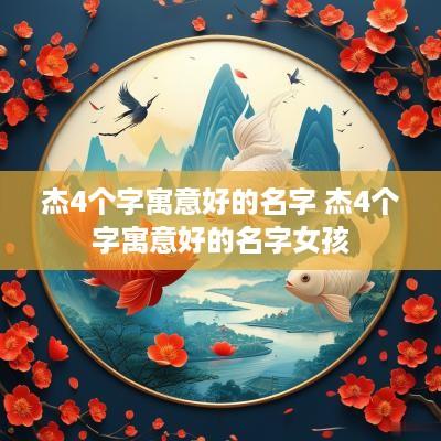 杰4个字寓意好的名字 杰4个字寓意好的名字女孩