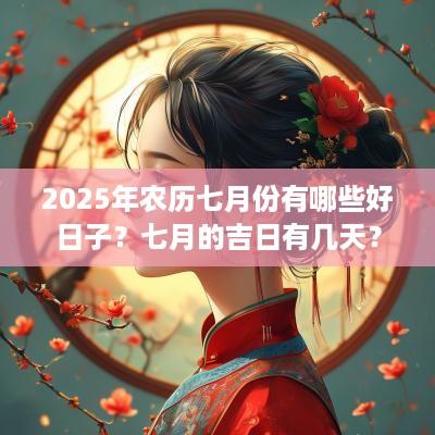 2025年农历七月份有哪些好日子？七月的吉日有几天？