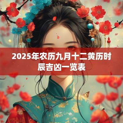 2025年农历九月十二黄历时辰吉凶一览表