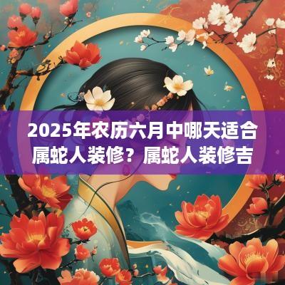 2025年农历六月中哪天适合属蛇人装修？属蛇人装修吉日