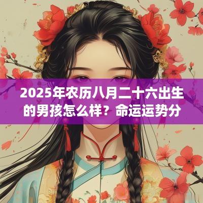 2025年农历八月二十六出生的男孩怎么样？命运运势分析